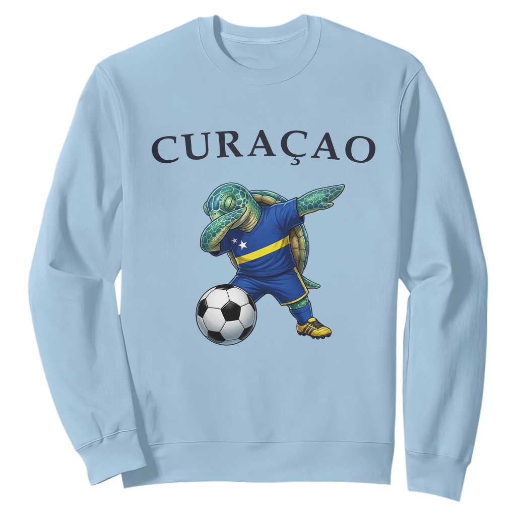 Funny Dabbing Sea Turtle Curaçao Soccer Fan Sweatshirt Caribbean Pride Graphic
