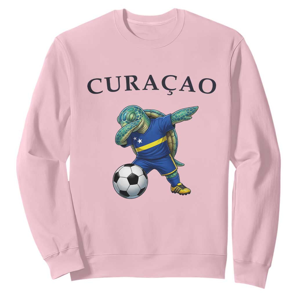 Funny Dabbing Sea Turtle Curaçao Soccer Fan Sweatshirt Caribbean Pride Graphic