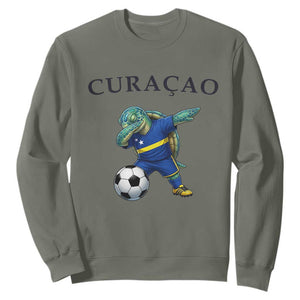 Funny Dabbing Sea Turtle Curaçao Soccer Fan Sweatshirt Caribbean Pride Graphic