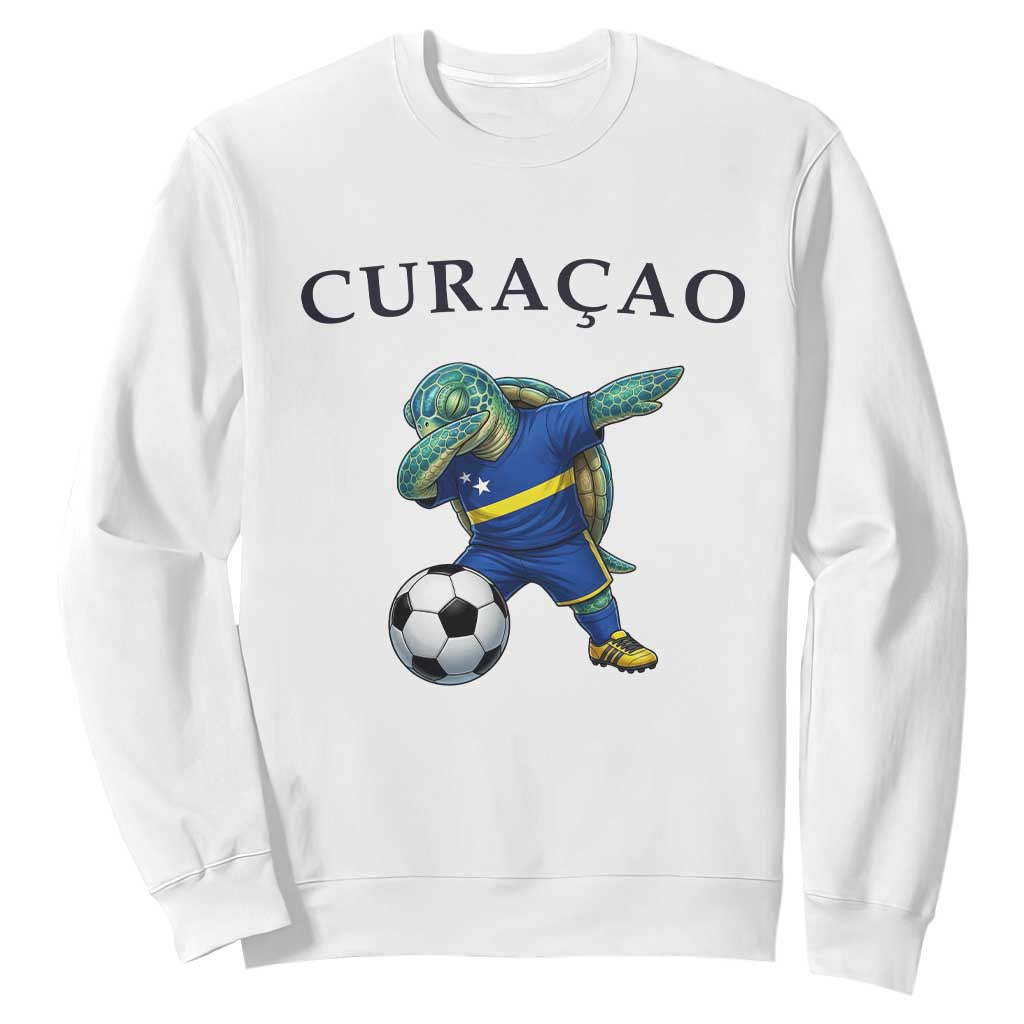 Funny Dabbing Sea Turtle Curaçao Soccer Fan Sweatshirt Caribbean Pride Graphic