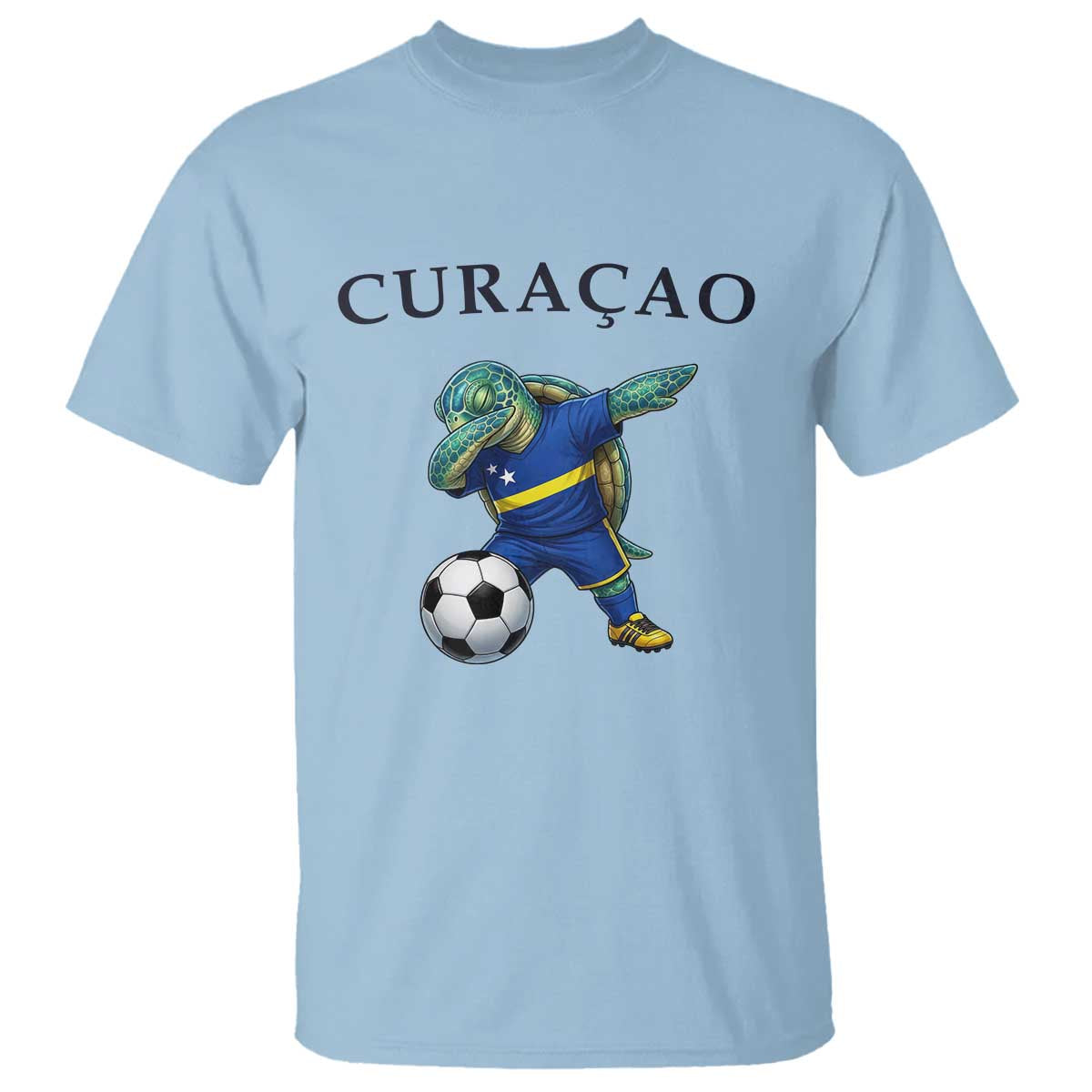 Funny Dabbing Sea Turtle Curaçao Soccer Fan T Shirt Caribbean Pride Graphic