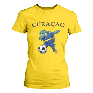 Funny Dabbing Sea Turtle Curaçao Soccer Fan T Shirt For Women Caribbean Pride Graphic