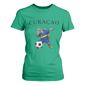 Funny Dabbing Sea Turtle Curaçao Soccer Fan T Shirt For Women Caribbean Pride Graphic