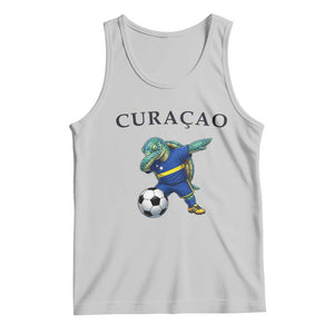 Funny Dabbing Sea Turtle Curaçao Soccer Fan Tank Top Caribbean Pride Graphic