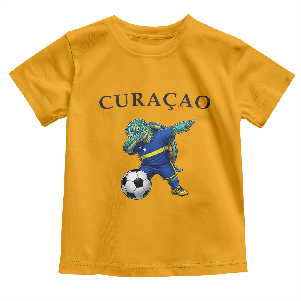 Funny Dabbing Sea Turtle Curaçao Soccer Fan Toddler T Shirt Caribbean Pride Graphic
