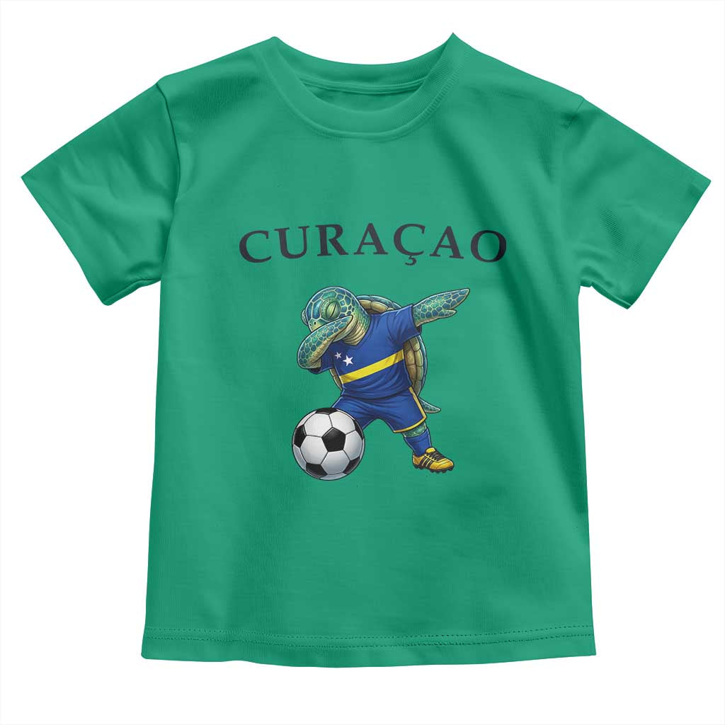 Funny Dabbing Sea Turtle Curaçao Soccer Fan Toddler T Shirt Caribbean Pride Graphic