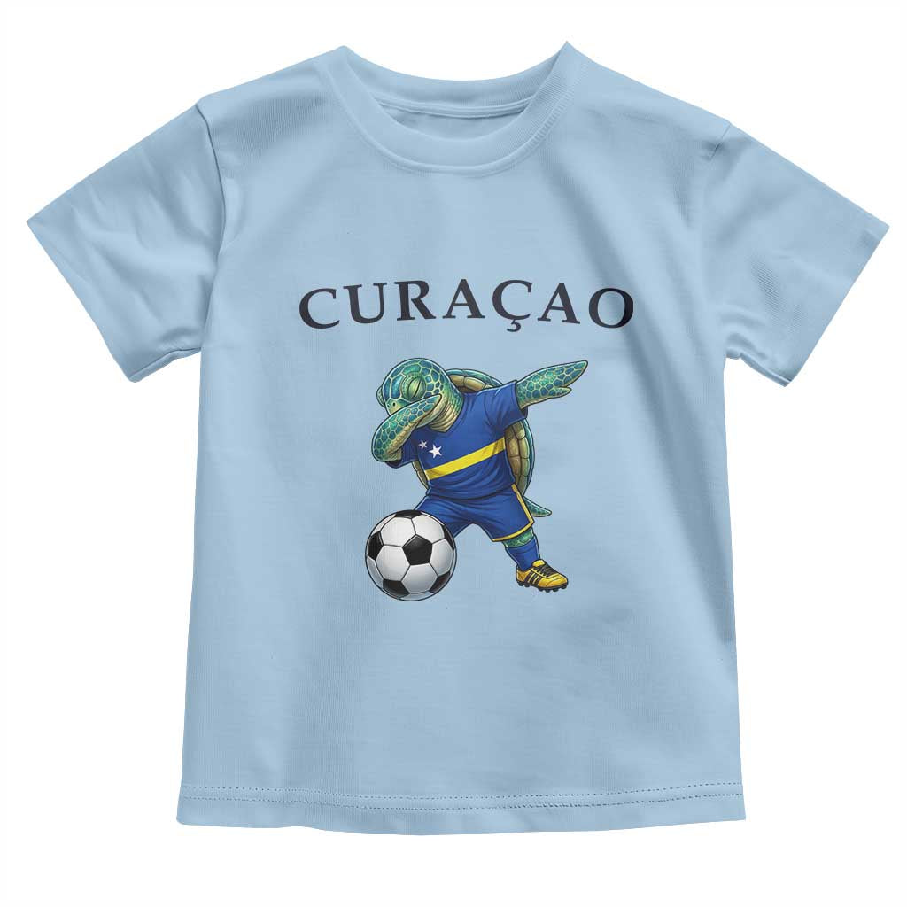 Funny Dabbing Sea Turtle Curaçao Soccer Fan Toddler T Shirt Caribbean Pride Graphic