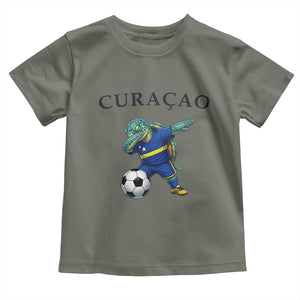 Funny Dabbing Sea Turtle Curaçao Soccer Fan Toddler T Shirt Caribbean Pride Graphic