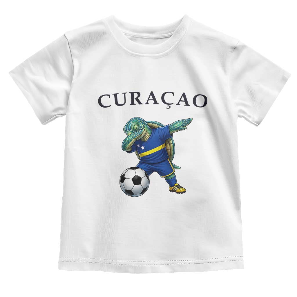 Funny Dabbing Sea Turtle Curaçao Soccer Fan Toddler T Shirt Caribbean Pride Graphic