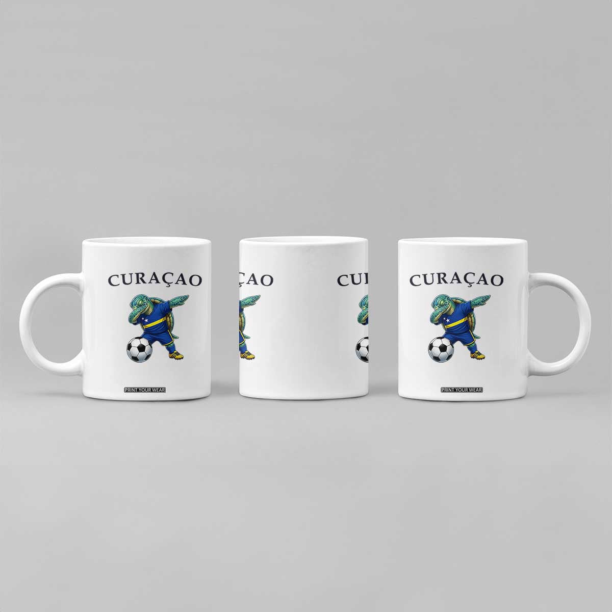 Funny Dabbing Sea Turtle Curaçao Soccer Fan Coffee Mug Caribbean Pride Graphic