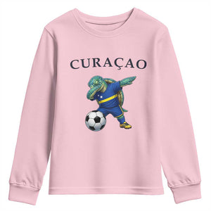 Funny Dabbing Sea Turtle Curaçao Soccer Fan Youth Sweatshirt Caribbean Pride Graphic