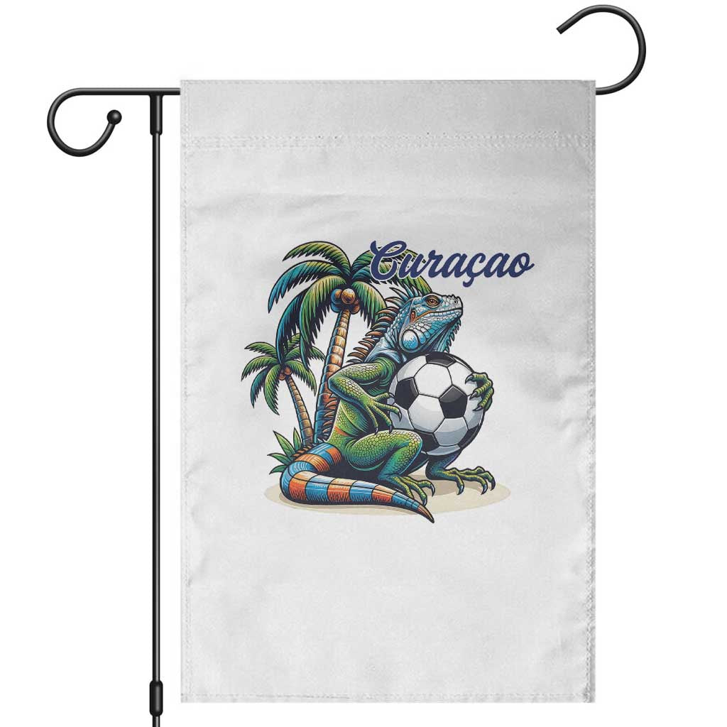 Funny Curaçao Iguana Soccer Fan Garden Flag Caribbean Pride Football Graphic TS12 White Print Your Wear