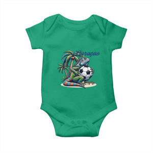 Funny Curaçao Iguana Soccer Fan Baby Onesie Caribbean Pride Football Graphic