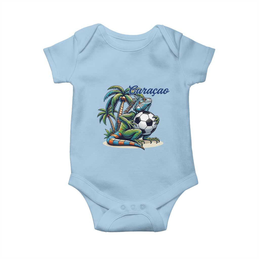 Funny Curaçao Iguana Soccer Fan Baby Onesie Caribbean Pride Football Graphic