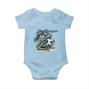 Funny Curaçao Iguana Soccer Fan Baby Onesie Caribbean Pride Football Graphic