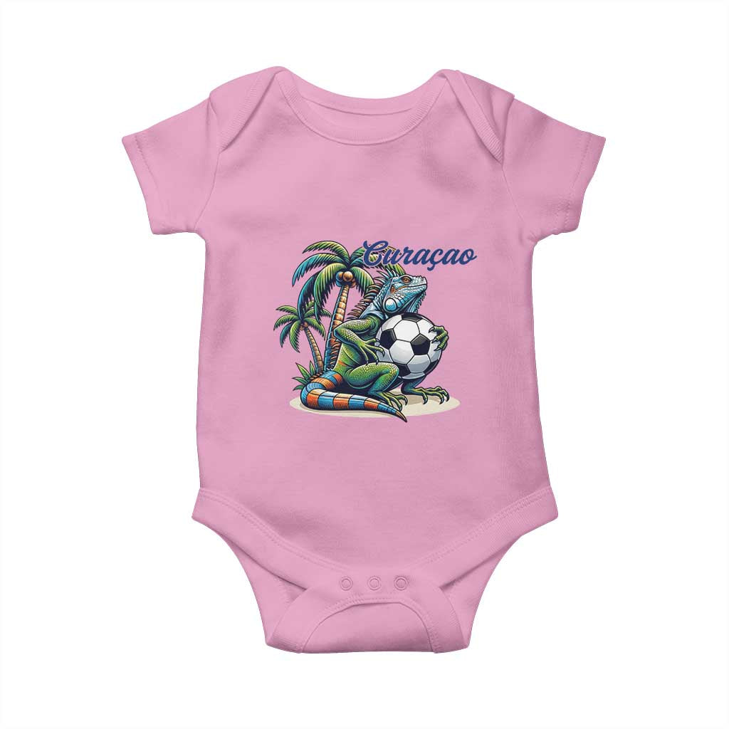Funny Curaçao Iguana Soccer Fan Baby Onesie Caribbean Pride Football Graphic