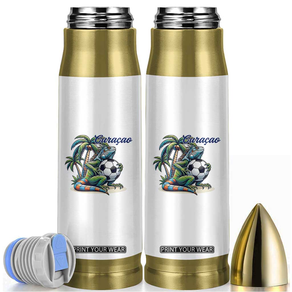 Funny Curaçao Iguana Soccer Fan Bullet Tumbler Caribbean Pride Football Graphic