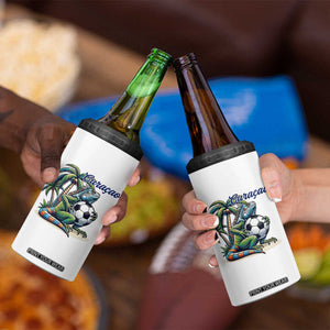 Funny Curaçao Iguana Soccer Fan 4 in 1 Can Cooler Tumbler Caribbean Pride Football Graphic