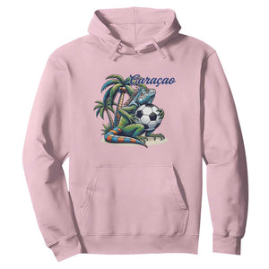 Funny Curaçao Iguana Soccer Fan Hoodie Caribbean Pride Football Graphic