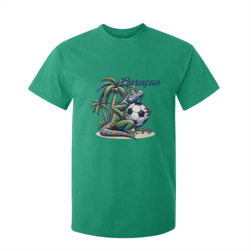 Funny Curaçao Iguana Soccer Fan T Shirt For Kid Caribbean Pride Football Graphic