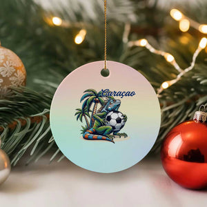 Funny Curaçao Iguana Soccer Fan Ceramic Ornament Caribbean Pride Football Graphic