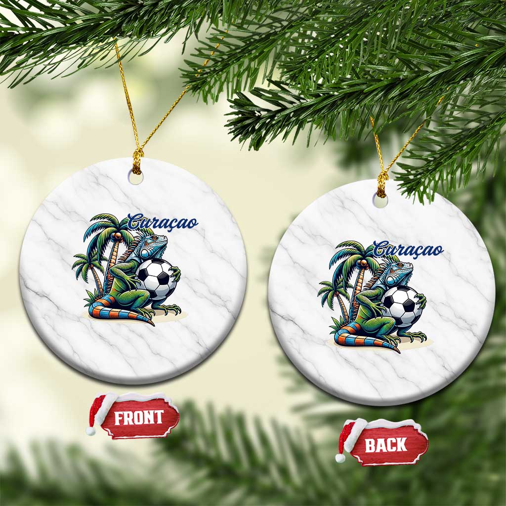 Funny Curaçao Iguana Soccer Fan Ceramic Ornament Caribbean Pride Football Graphic