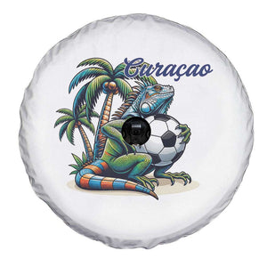 Funny Curaçao Iguana Soccer Fan Spare Tire Cover Caribbean Pride Football Graphic