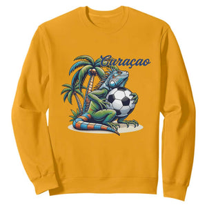 Funny Curaçao Iguana Soccer Fan Sweatshirt Caribbean Pride Football Graphic
