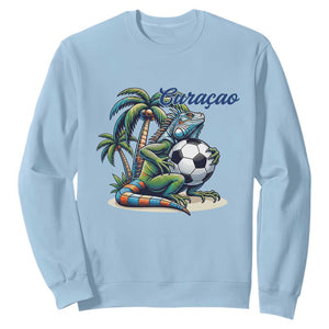 Funny Curaçao Iguana Soccer Fan Sweatshirt Caribbean Pride Football Graphic