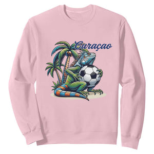Funny Curaçao Iguana Soccer Fan Sweatshirt Caribbean Pride Football Graphic
