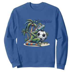 Funny Curaçao Iguana Soccer Fan Sweatshirt Caribbean Pride Football Graphic