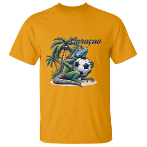 Funny Curaçao Iguana Soccer Fan T Shirt Caribbean Pride Football Graphic