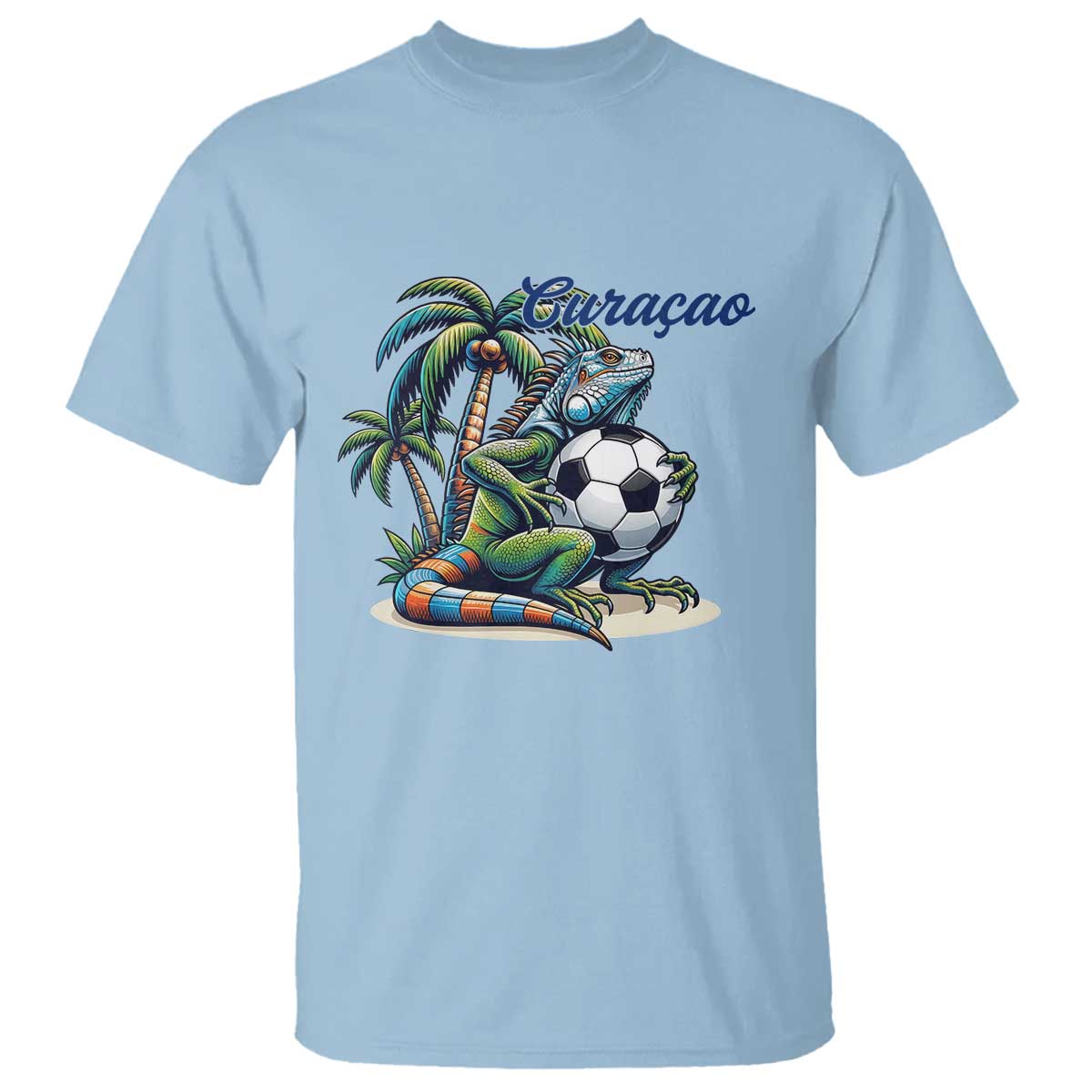 Funny Curaçao Iguana Soccer Fan T Shirt Caribbean Pride Football Graphic