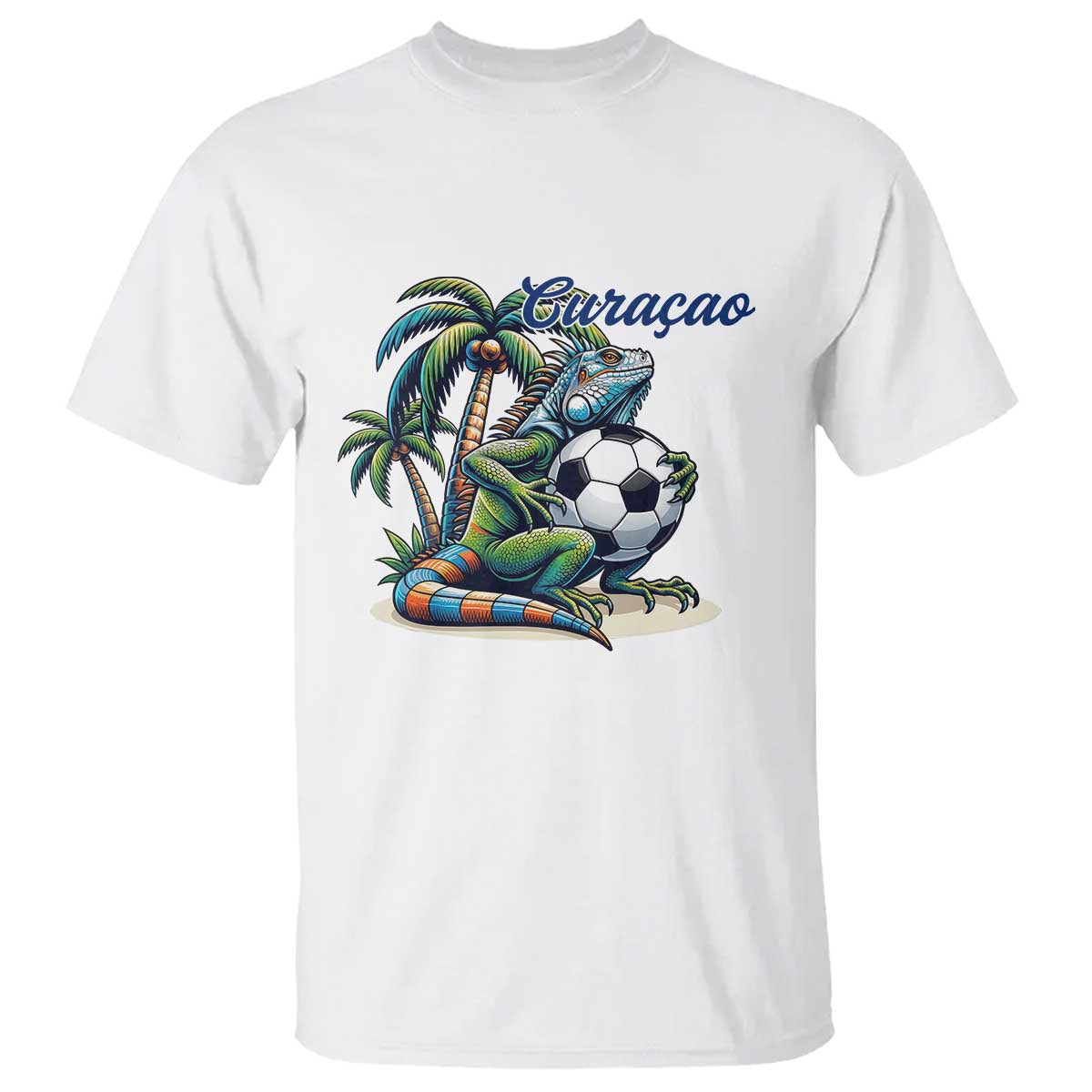 Funny Curaçao Iguana Soccer Fan T Shirt Caribbean Pride Football Graphic TS12 White Print Your Wear