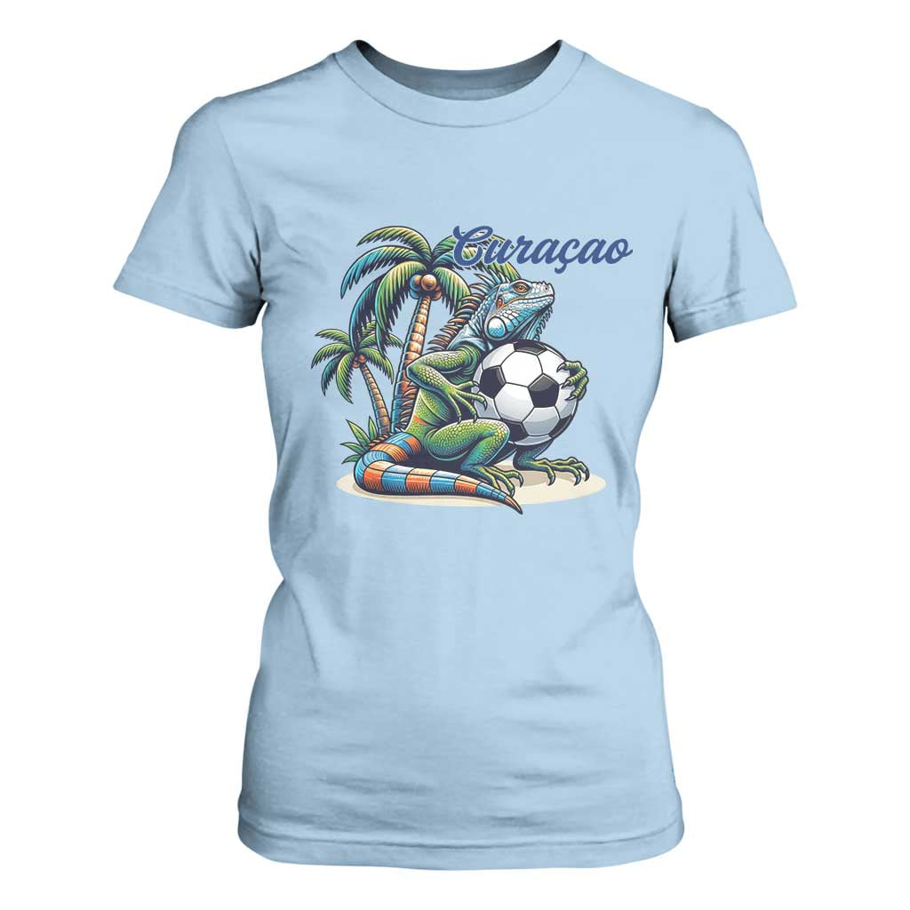 Funny Curaçao Iguana Soccer Fan T Shirt For Women Caribbean Pride Football Graphic