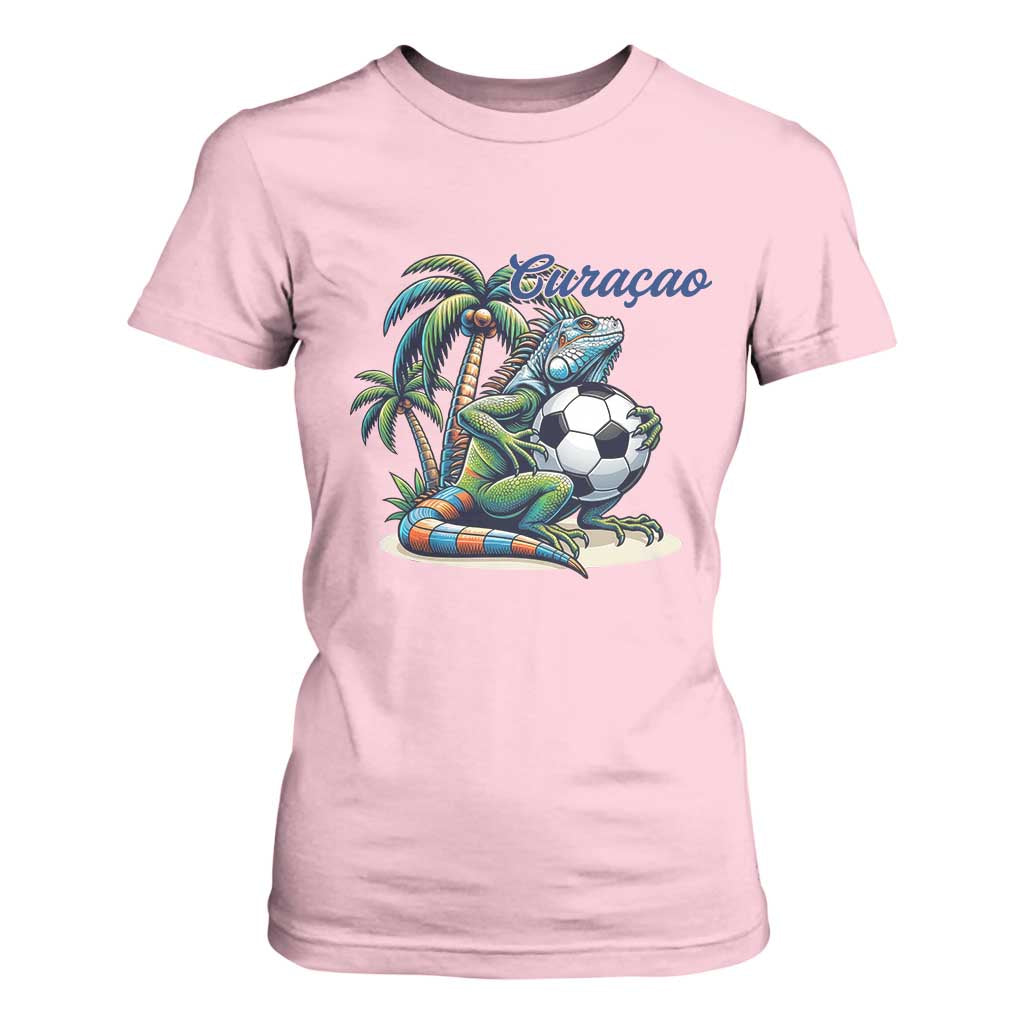 Funny Curaçao Iguana Soccer Fan T Shirt For Women Caribbean Pride Football Graphic