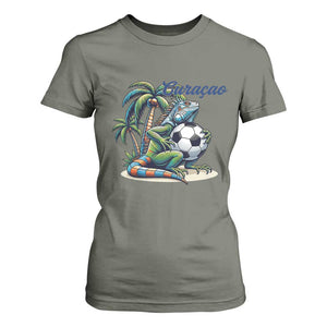 Funny Curaçao Iguana Soccer Fan T Shirt For Women Caribbean Pride Football Graphic