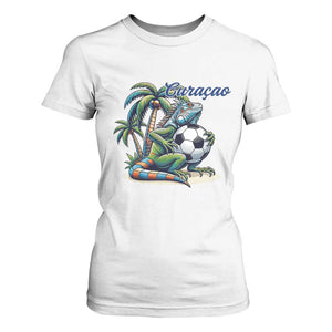 Funny Curaçao Iguana Soccer Fan T Shirt For Women Caribbean Pride Football Graphic