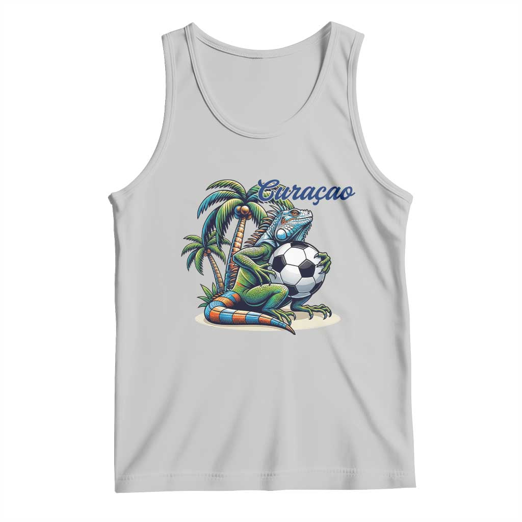 Funny Curaçao Iguana Soccer Fan Tank Top Caribbean Pride Football Graphic