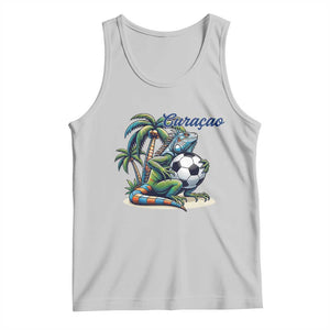 Funny Curaçao Iguana Soccer Fan Tank Top Caribbean Pride Football Graphic