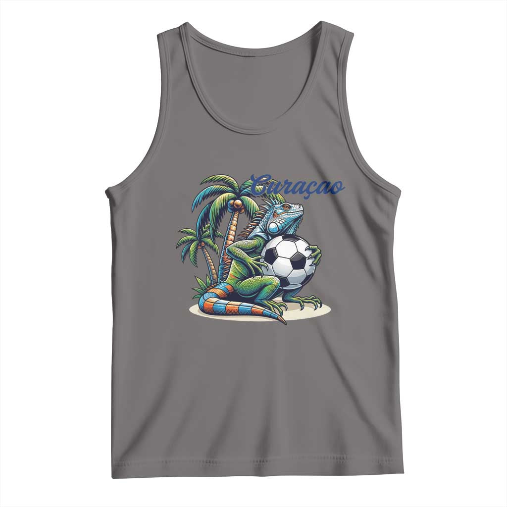 Funny Curaçao Iguana Soccer Fan Tank Top Caribbean Pride Football Graphic