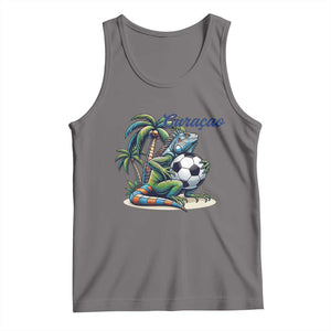 Funny Curaçao Iguana Soccer Fan Tank Top Caribbean Pride Football Graphic