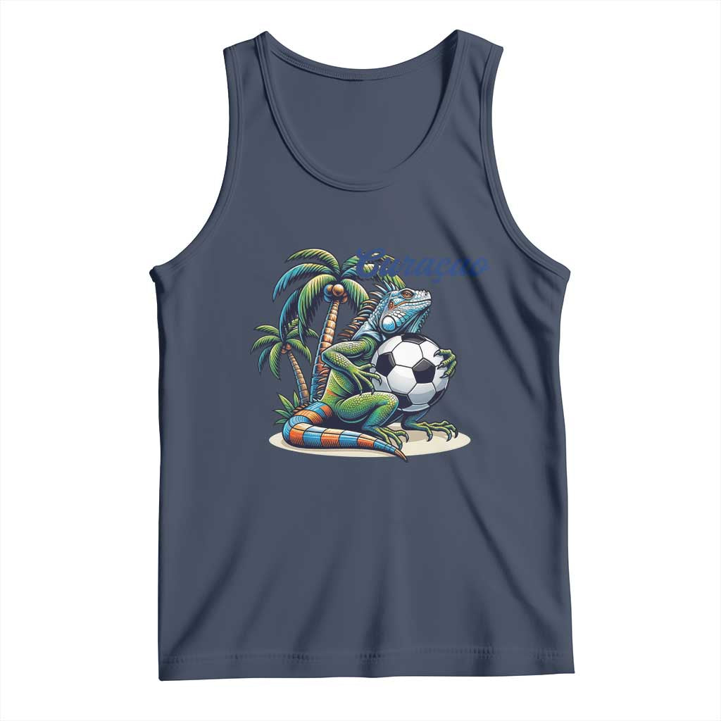 Funny Curaçao Iguana Soccer Fan Tank Top Caribbean Pride Football Graphic