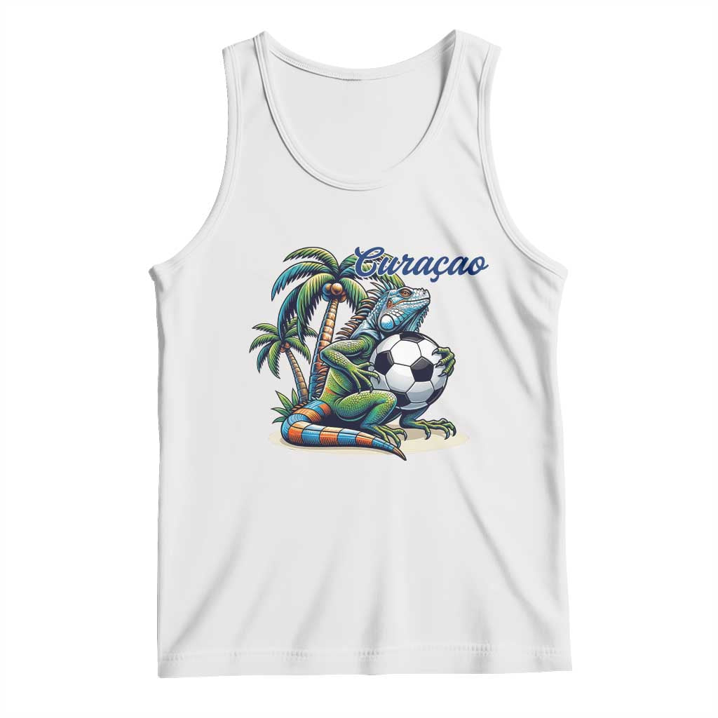 Funny Curaçao Iguana Soccer Fan Tank Top Caribbean Pride Football Graphic
