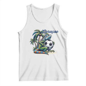 Funny Curaçao Iguana Soccer Fan Tank Top Caribbean Pride Football Graphic