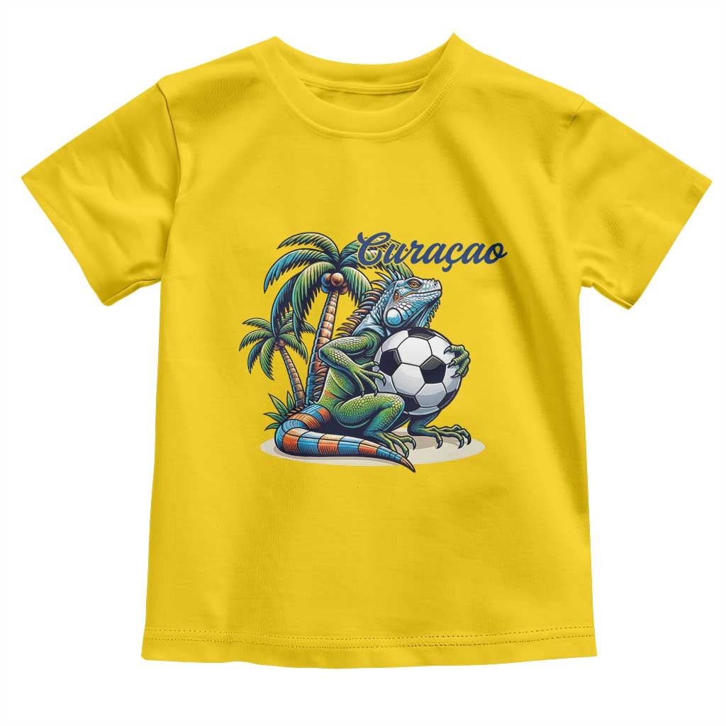Funny Curaçao Iguana Soccer Fan Toddler T Shirt Caribbean Pride Football Graphic