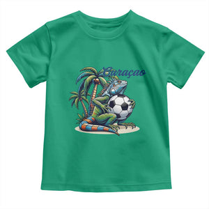 Funny Curaçao Iguana Soccer Fan Toddler T Shirt Caribbean Pride Football Graphic