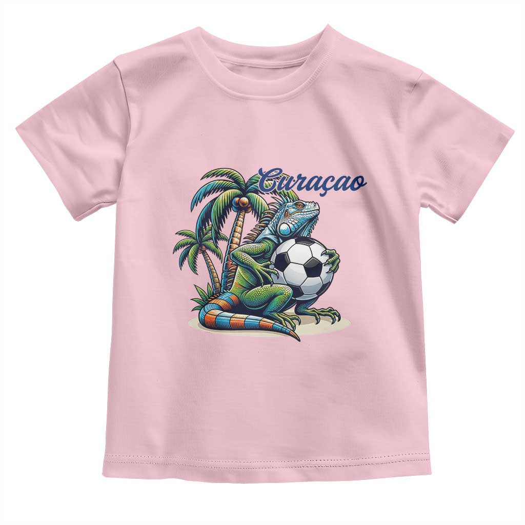 Funny Curaçao Iguana Soccer Fan Toddler T Shirt Caribbean Pride Football Graphic