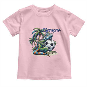 Funny Curaçao Iguana Soccer Fan Toddler T Shirt Caribbean Pride Football Graphic