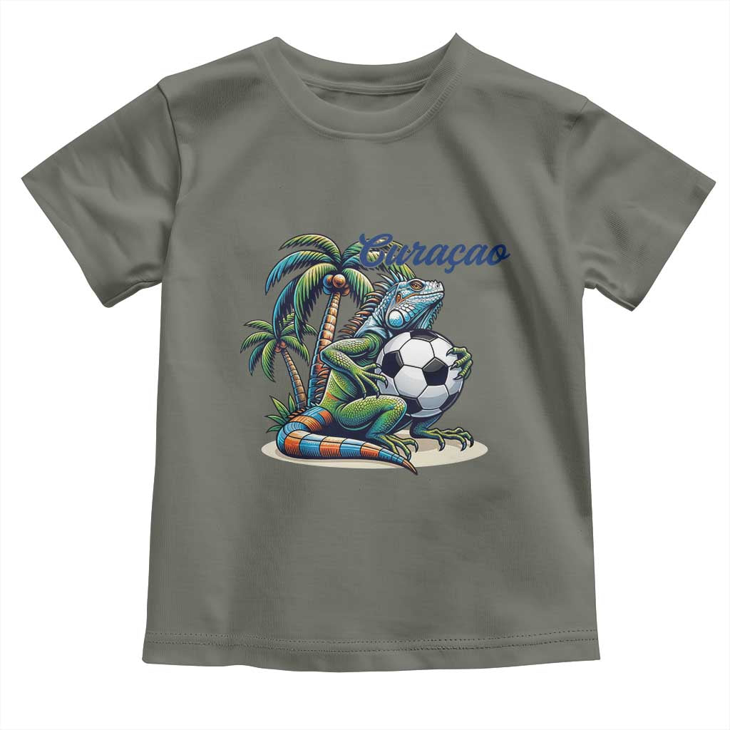 Funny Curaçao Iguana Soccer Fan Toddler T Shirt Caribbean Pride Football Graphic